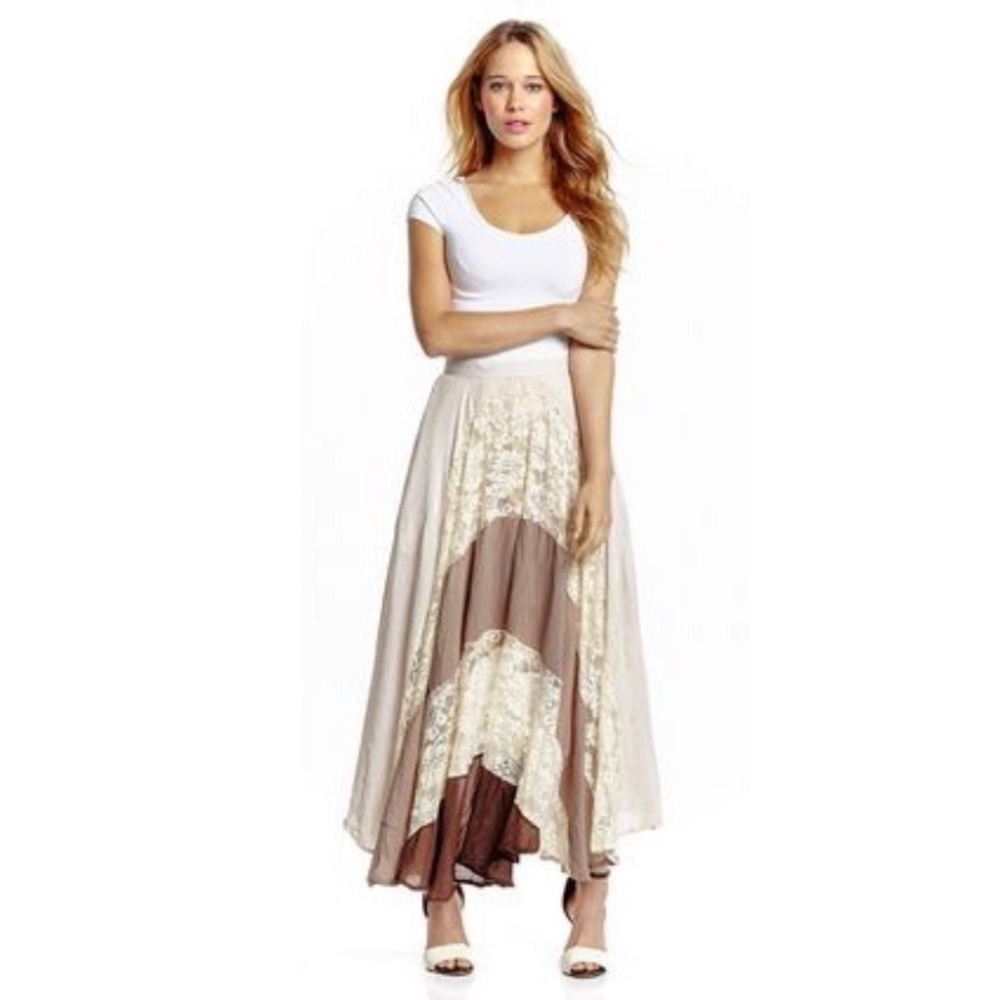 Ryu Green and Brown Layered Maxi Skirt